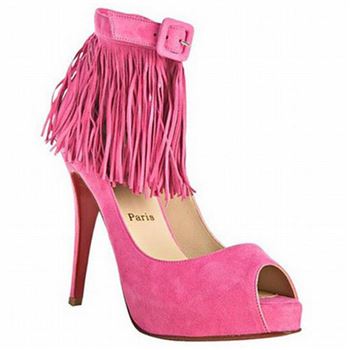 Christian Louboutin Short Tina Fringe 120mm Special Occasion Pink