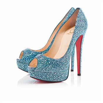 Christian Louboutin Lady Peep Stras 140mm Special Occasion Saphir