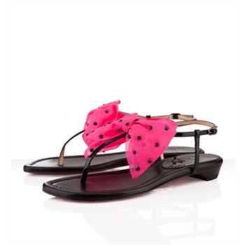 Christian Louboutin Vaudou Flat Sandals Black/Pink