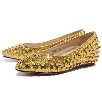 Christian Louboutin Pigalle Spiked Ballerinas Gold