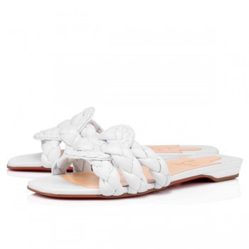 Christian Louboutin Marmela Flat Sandals In White Lambskin
